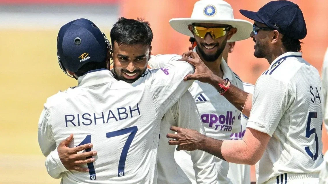 Manav Suthar announced his arrival in style. Image Credits: AFP