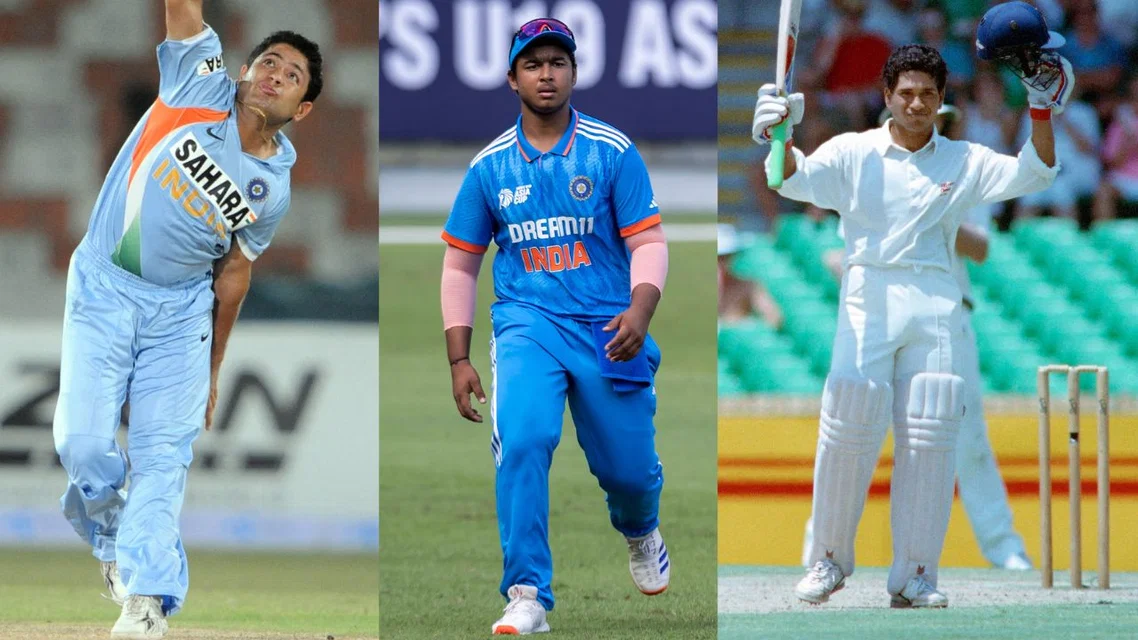 Piyush Chawla, Vaibhav Sooryavanshi and Sachin Tendulkar (Source: AFP)