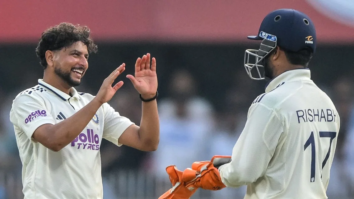 Kuldeep Yadav Rishabh Pant for India in Tests. Image Credits: AFP
