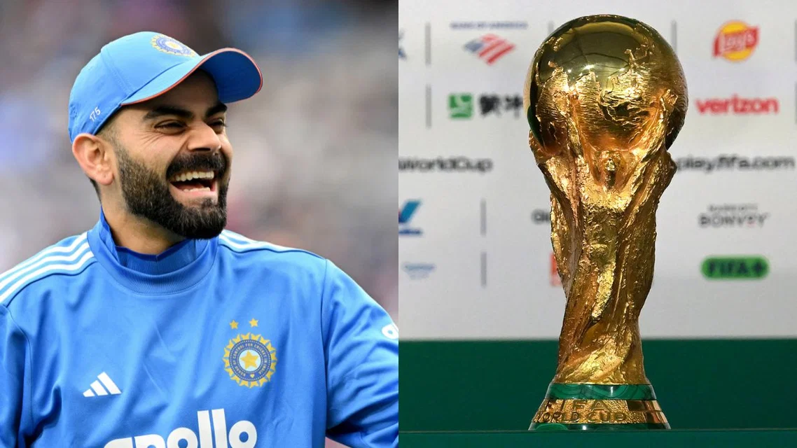 Virat Kohli & FIFA World Cup 2026 Trophy (Source: AFP Photos)