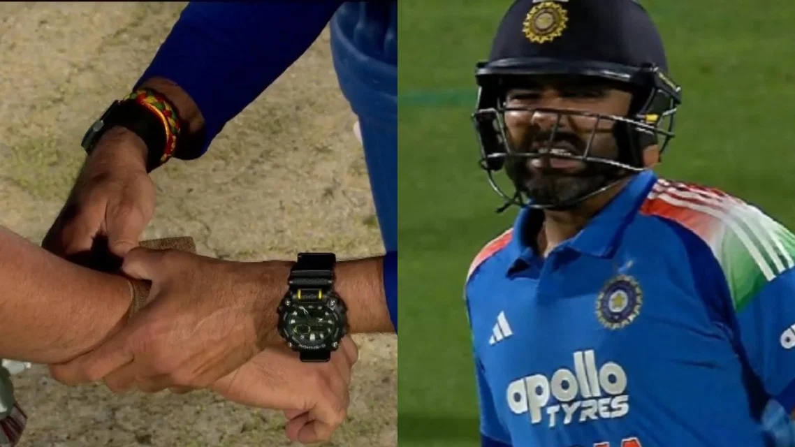 Rohit Sharma suffered wrist injury vs AFG. [Screengrab - @kunalvkf18/X]