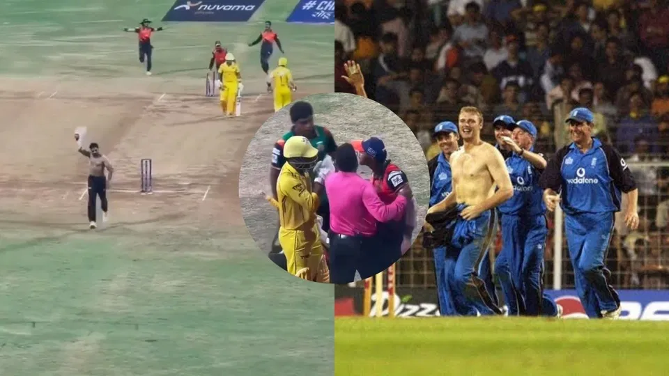 मुंबई T20 मुकाबले में एंड्रयू फ्लिंटॉफ स्टाइल में सेलिब्रेशन [X]