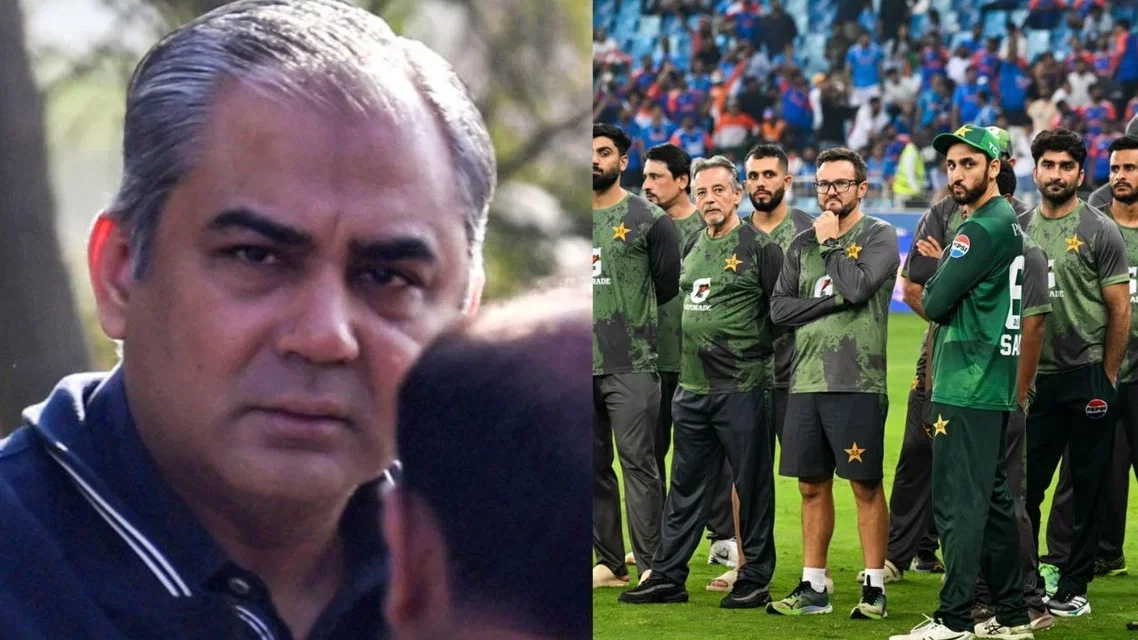 Mohsin Naqvi and Pakistan players [Source: AFP]