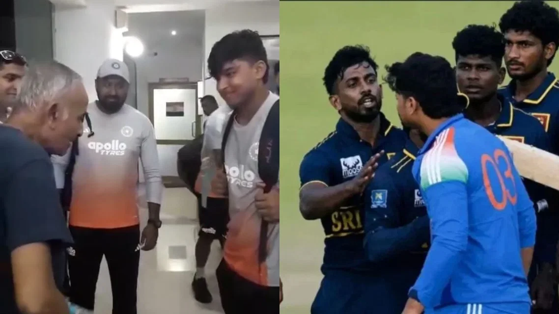 Anura Tennakoon Vaibhav Sooryavanshi Sri Lanka Fight. Image Credits: X
