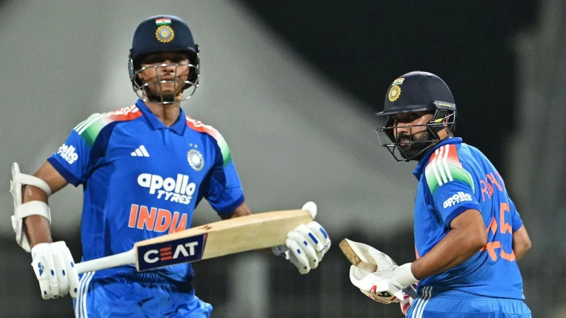Rohit Sharma played a timely knock in Chennai. Image Credits: AFP