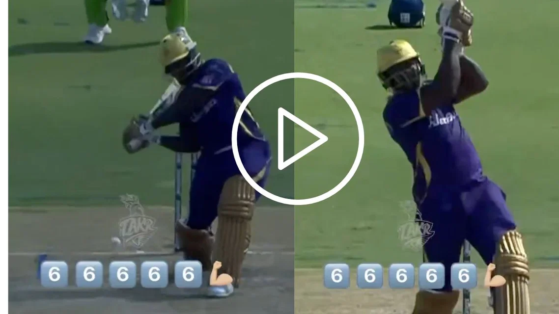 Rovman Powell smashes 5 sixes in a row [Source Screengrab/@LA_KnightRiders/x.com]
