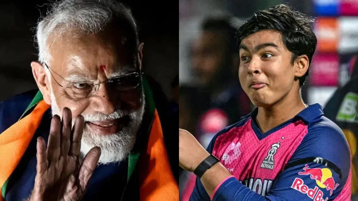Narendra Modi and Vaibhav Sooryavanshi [Source: AFP]