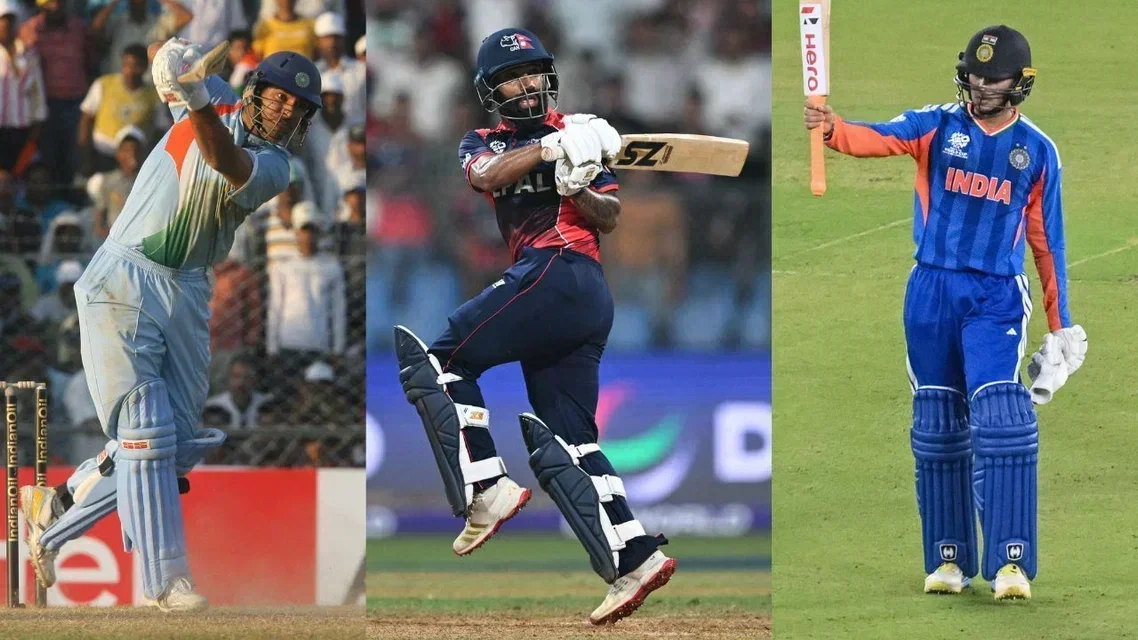 Yuvraj Singh, Dipendra Singh Airee, and Abhishek Sharma (Source: AFP)