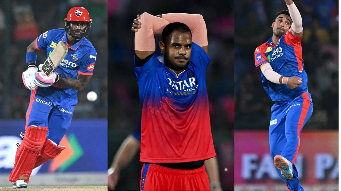 Abishek Porel, Yash Dayal, and Vipraj Nigam (Source: AFP)