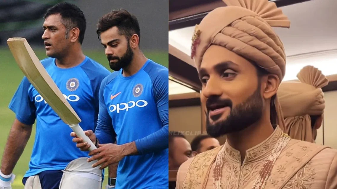 MS Dhoni, Virat Kohli and Akash Deep (Source: AFP and X.com)