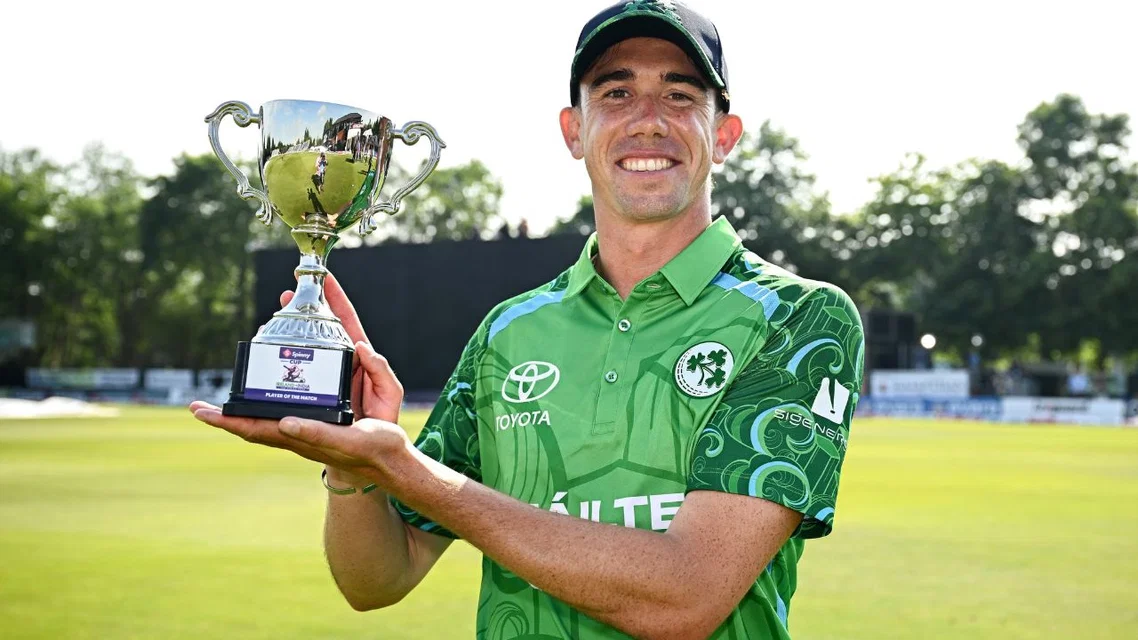 Matt Hollard picked up 3 wickets against India in 1st T20I [Source: @cricketireland/x.com]
