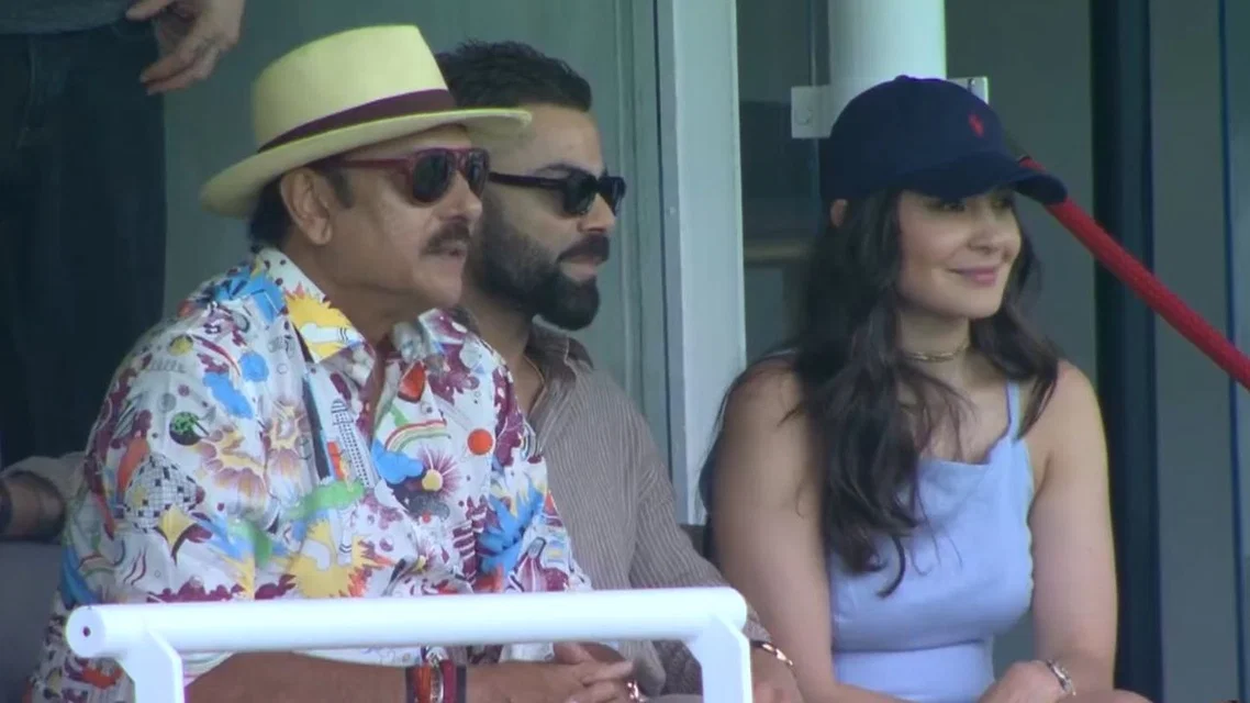 Ravi Shastri, Virat Kohli and Anushka Sharma [Source: X]