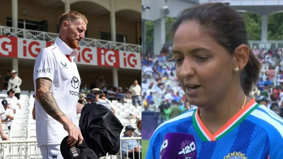 Ben Stokes and Harmanpreet Kaur [Source: AFP, screengrab]