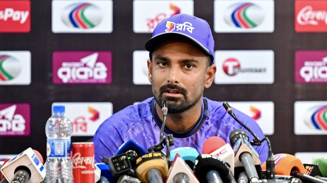 Litton Das doing a press conference for Bangladesh (Source: AFP Photos)