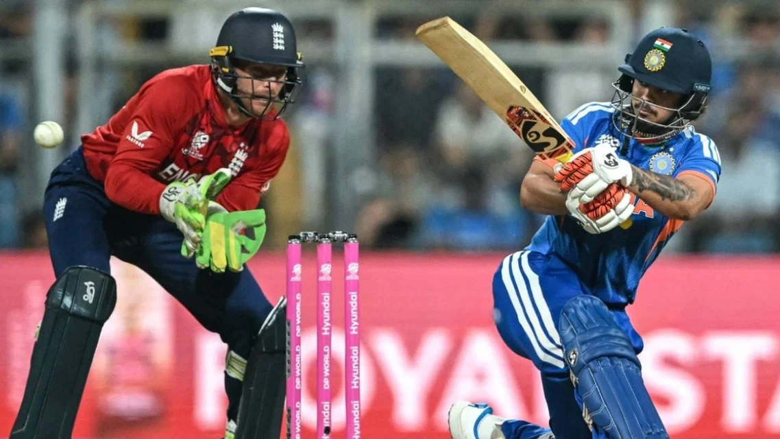 Ishan Kishan batting in front of Jos Buttler (Source: AFP Photos)