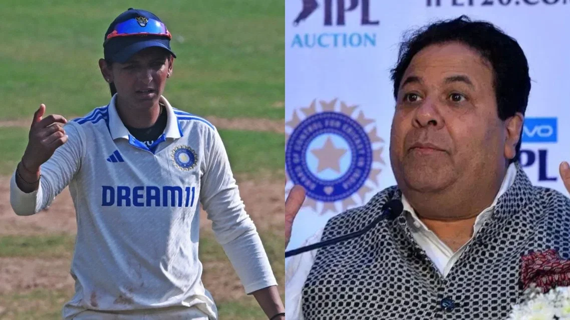 Harmanpreet Kaur and Rajeev Shukla [Source: AFP]