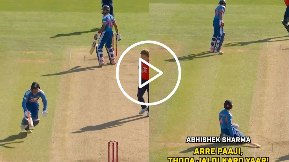 Abhishek Sharma mocks Shreyas Iyer's running [Source: Screengrab/@StarSportsIndia/x.com]
