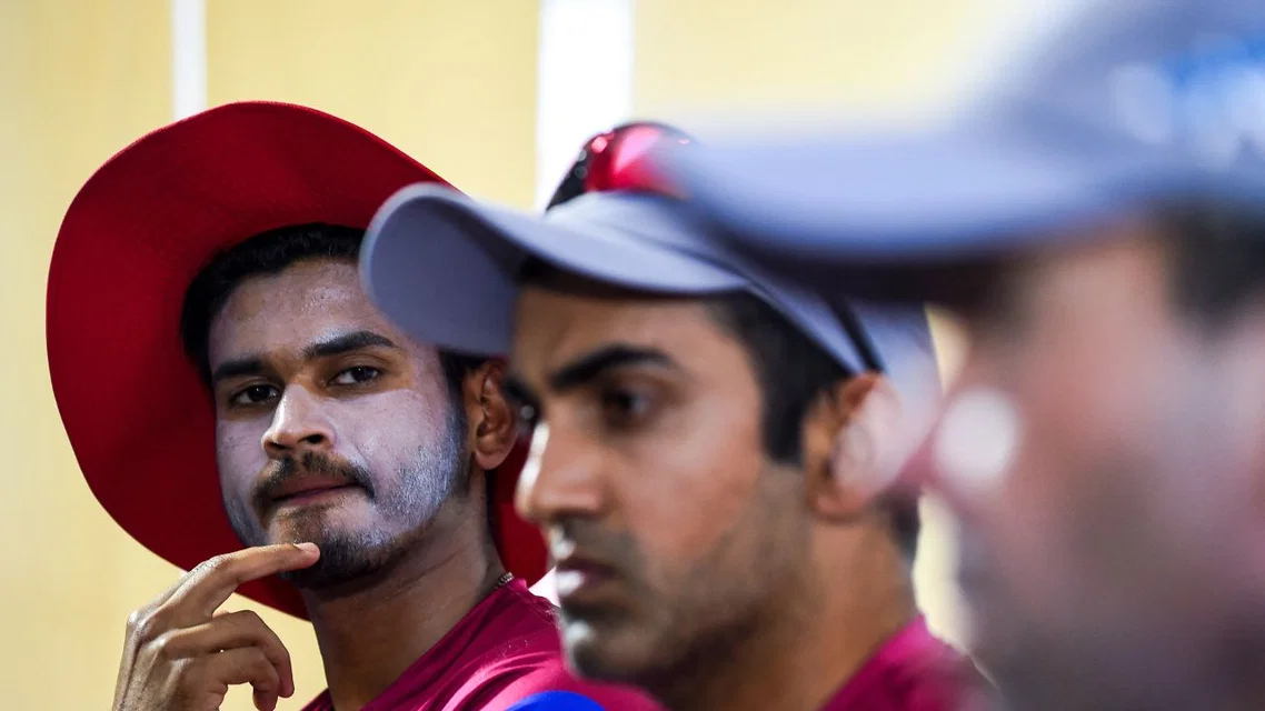 Shreyas Iyer with Gautam Gambhir | Source- AFP