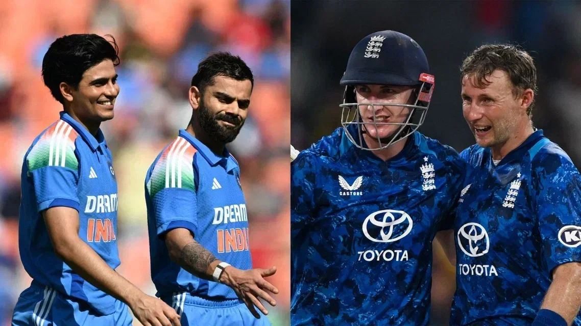 Virat Kohli & Shubman Gill (L) and Harry Brook & Joe Root (Source: AFP Photos)