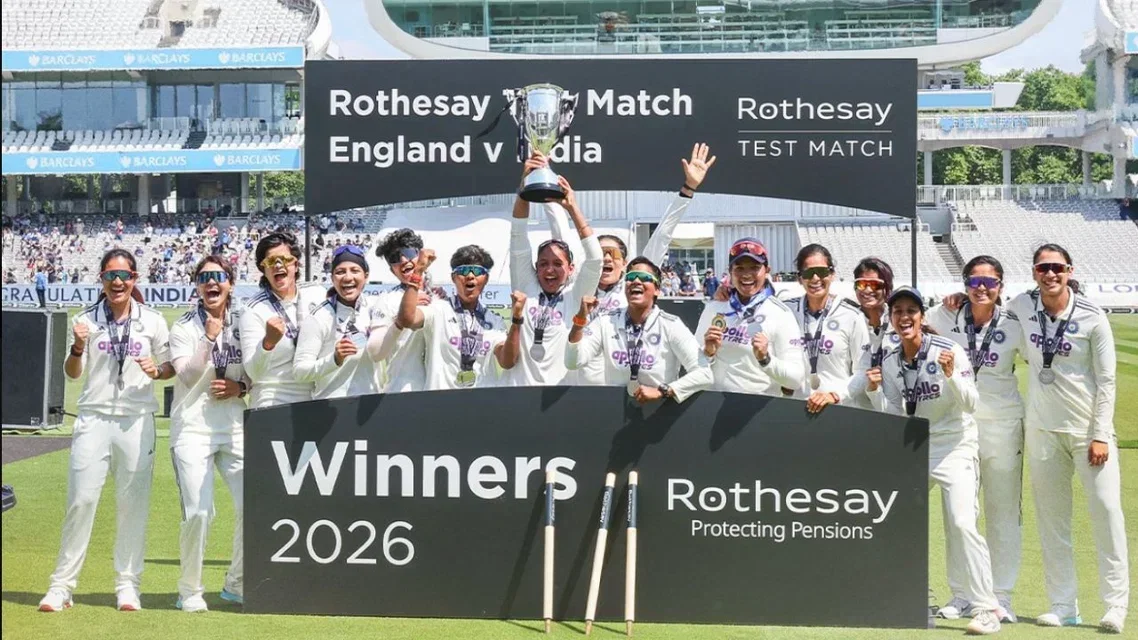 India Women with Historic win vs England Women at Lords. Image Credits: BCCI