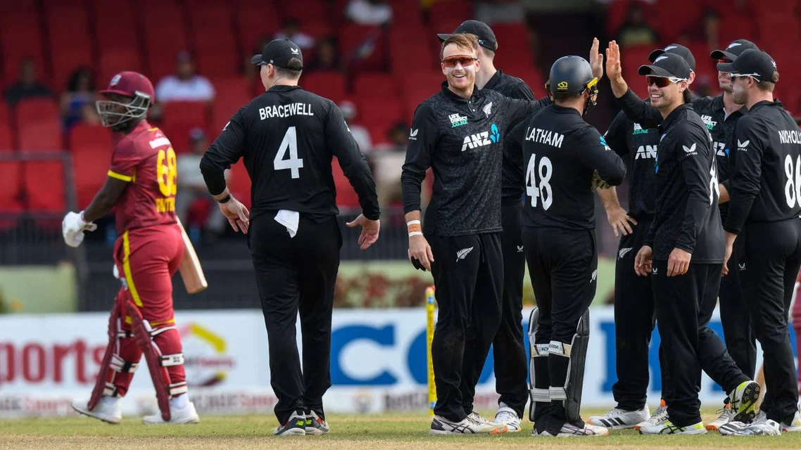 Jayden Lennox celebrating a wicket (Source: AFP Photos)