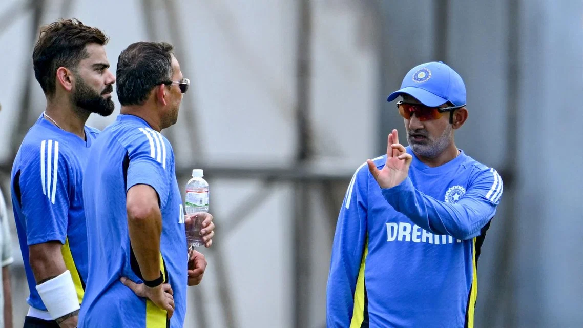 Virat Kohli with Ajit Agarkar & Gautam Gambhir | PC- AFP