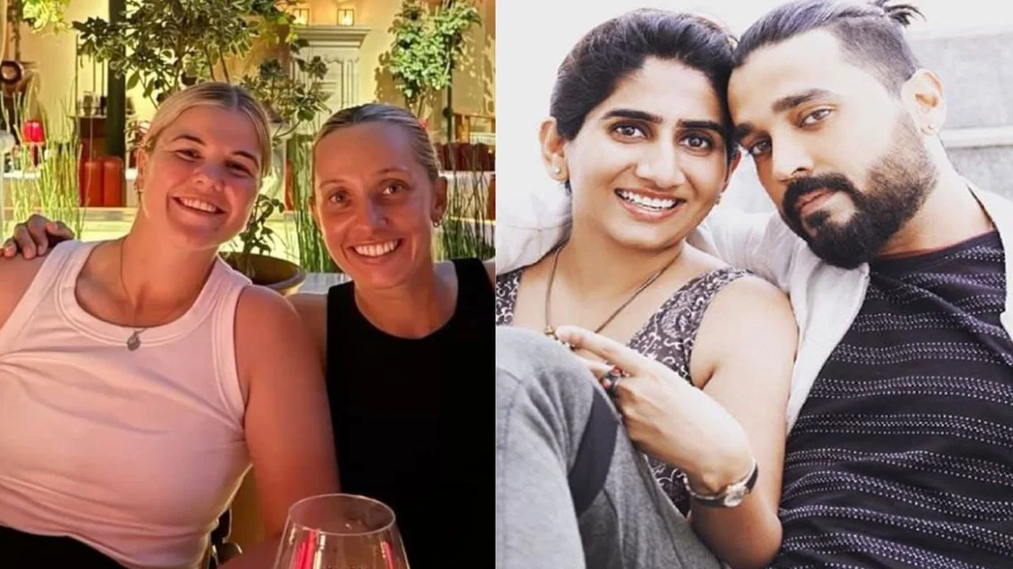 Ashleigh Gardner with Georgia Voll | Murali Vijay with Nikita Vanjara (Source: X.com)