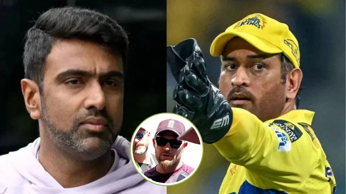 R Ashwin, MS Dhoni and Brendon McCullum (Source: AFP)