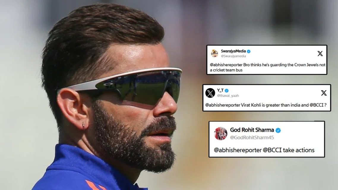 Virat Kohli gets thrashed for actions of his bodyguard [Source: X and Screengrabs]