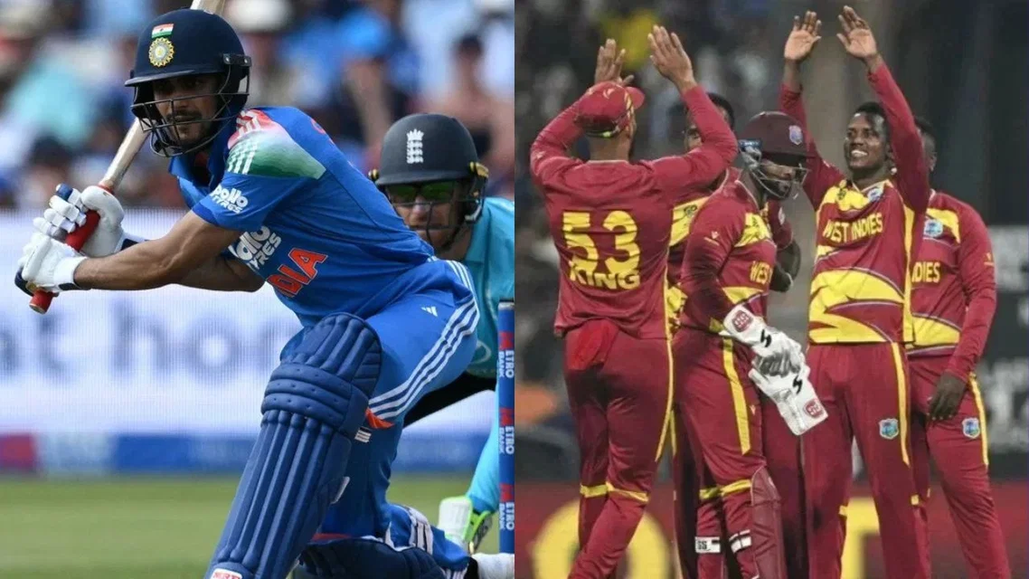 Shubman Gill and West Indies team [Source: AFP]
