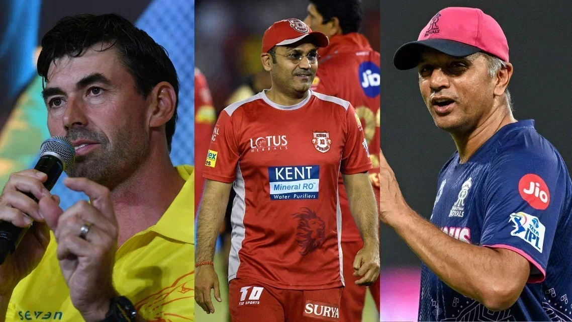 In frame: Stephen Fleming, Virender Sehwag, Rahul Dravid (Source: AFP)