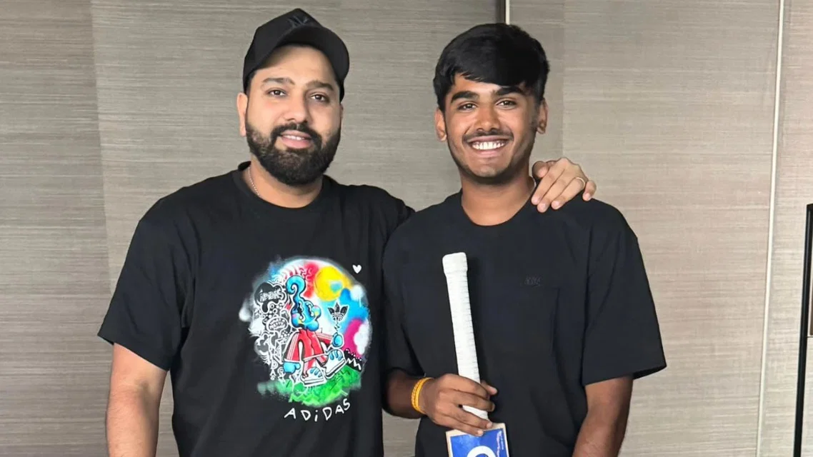 Rohit Sharma with Ayush Mhatre (Source: Instagram/Ayush Mhatre)