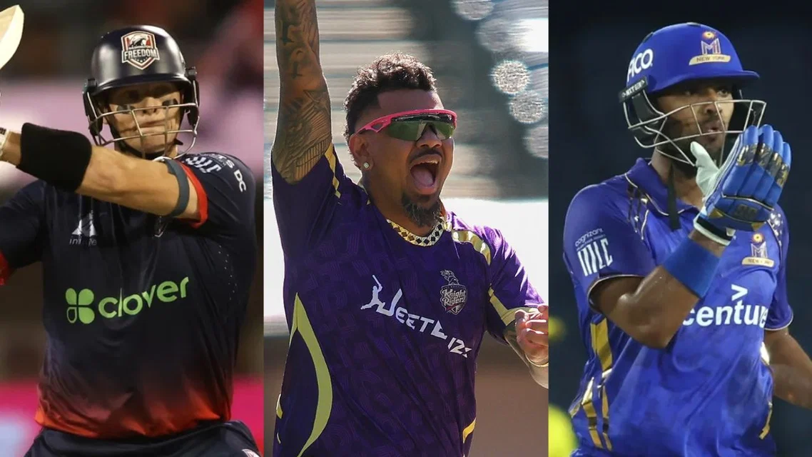 Steve Smith, Sunil Narine and Nicholas Pooran [Source: MLC and X]