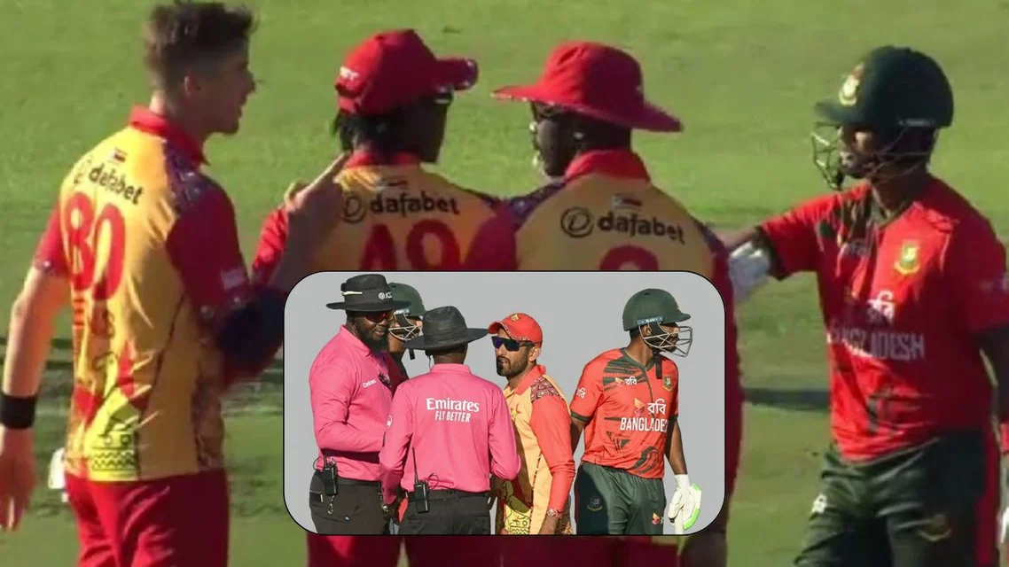 Bangladesh and Zimbabwe players fight with each other [Source: X and Fancode]