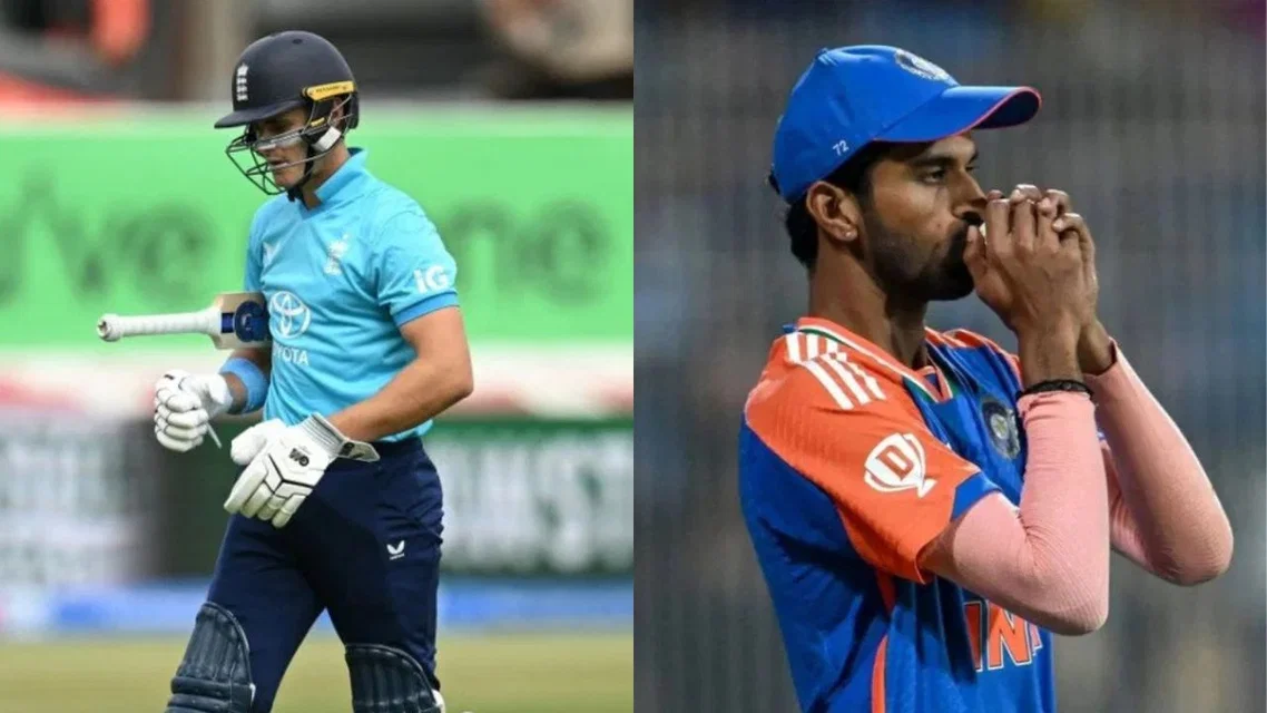 Jacob Bethell and and Washington Sundar [Source: AFP]