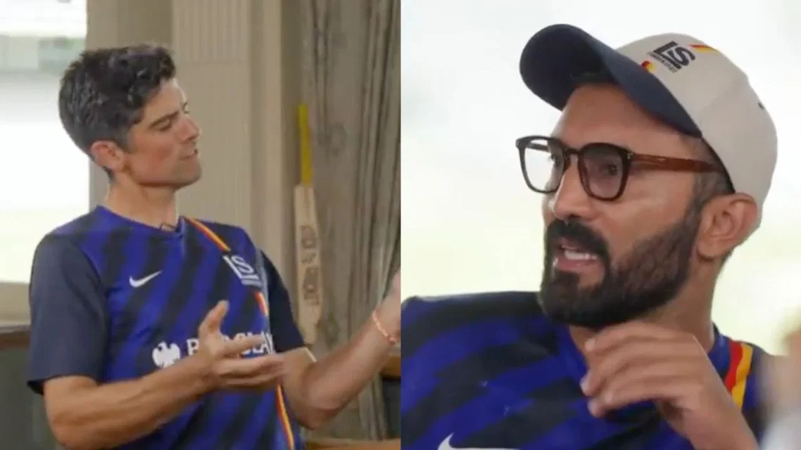 Dinesh Karthik and Alastair Cook - (Source: ScreenGrab)