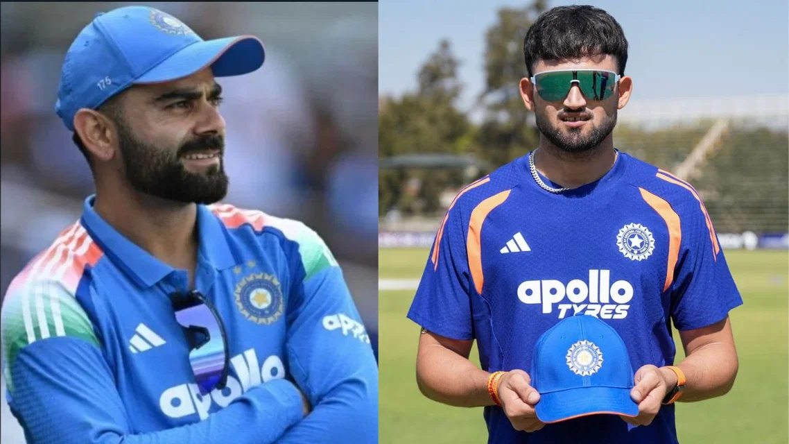 Ashok Sharma has received his maiden T20I cap [Source: AFP, @CricBhakt7380/X.COM]

