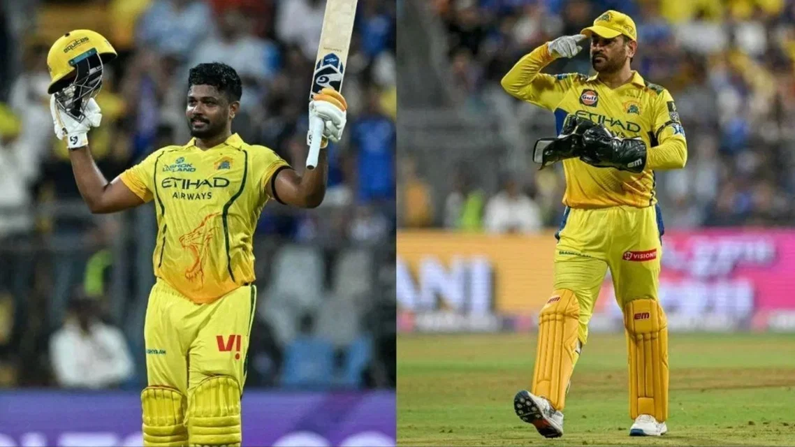 Sanju Samson and MS Dhoni in action for CSK [Source: AFP]