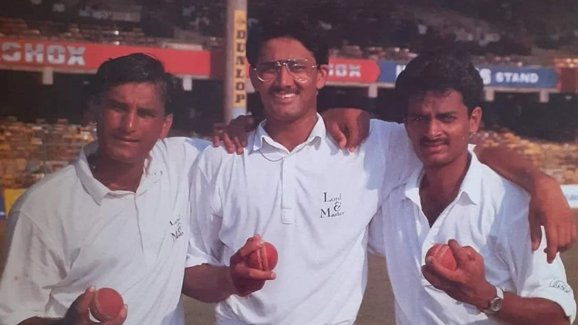 Rajesh Chauhan, Anil Kumble and Venkatapathy Raju in frame | PC- X.com/@nagh_siva