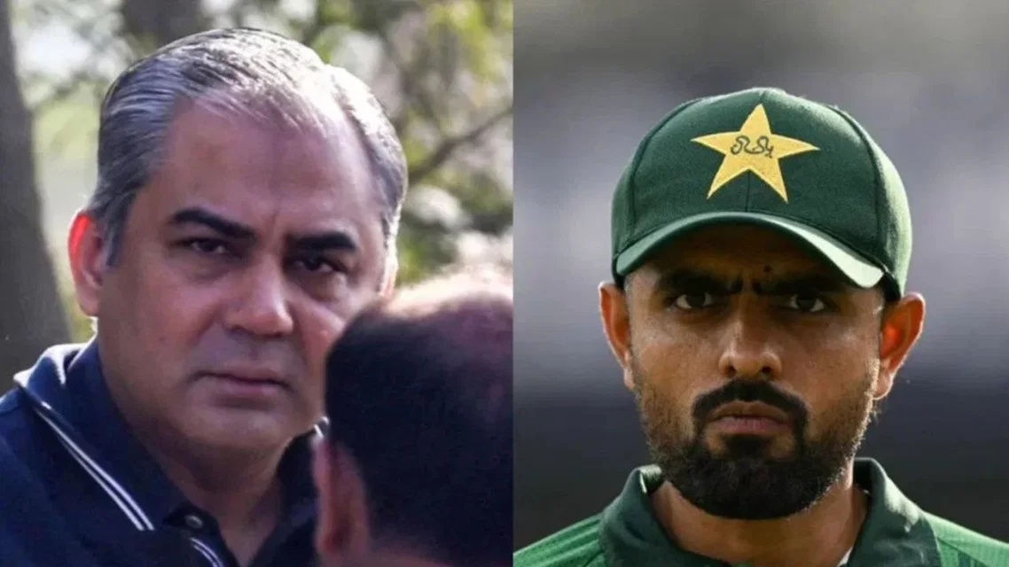 Mohsin Naqvi and Babar Azam [Source: AFP]
