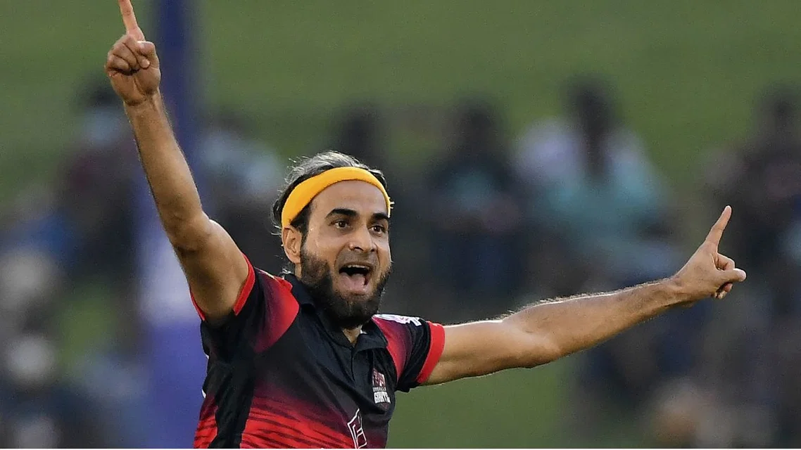 Imran Tahir celebrating a wicket (Source: AFP Photos)