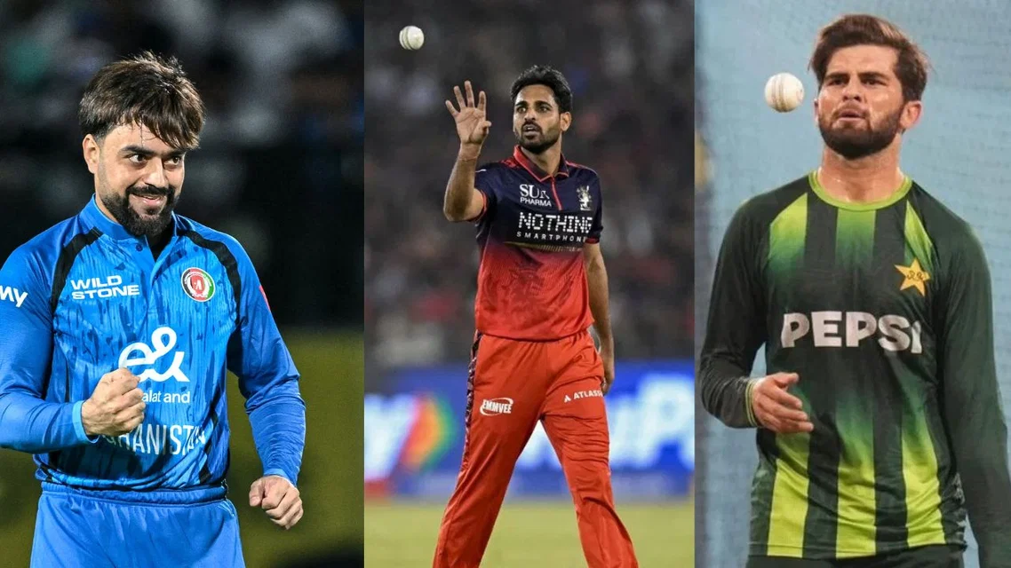 Rashid Khan, Bhuvneshwar Kumar and Shaheen Afridi (Source: AFP)
