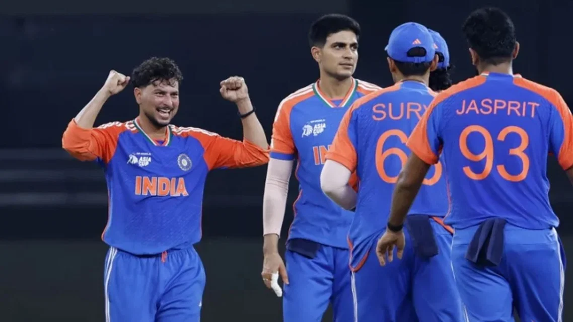 Kuldeep Yadav with the Indian team [Source: AFP]