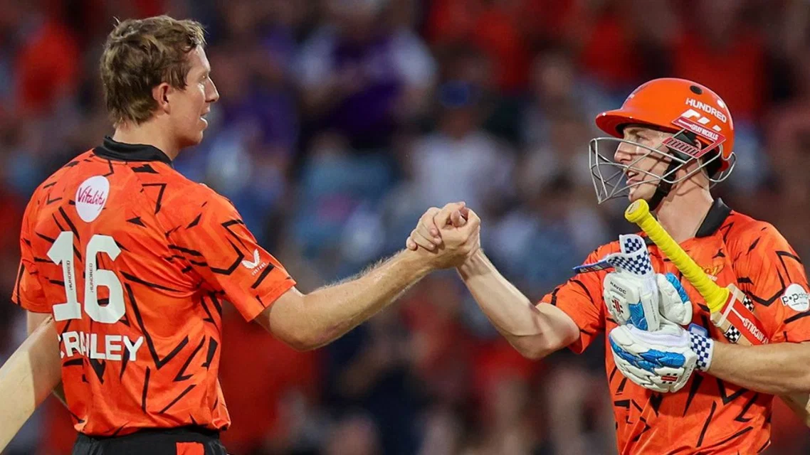 Harry Brook and Zak Crawley in action for Sunrisers Leeds [Source: sunrisersleeds/x.com]