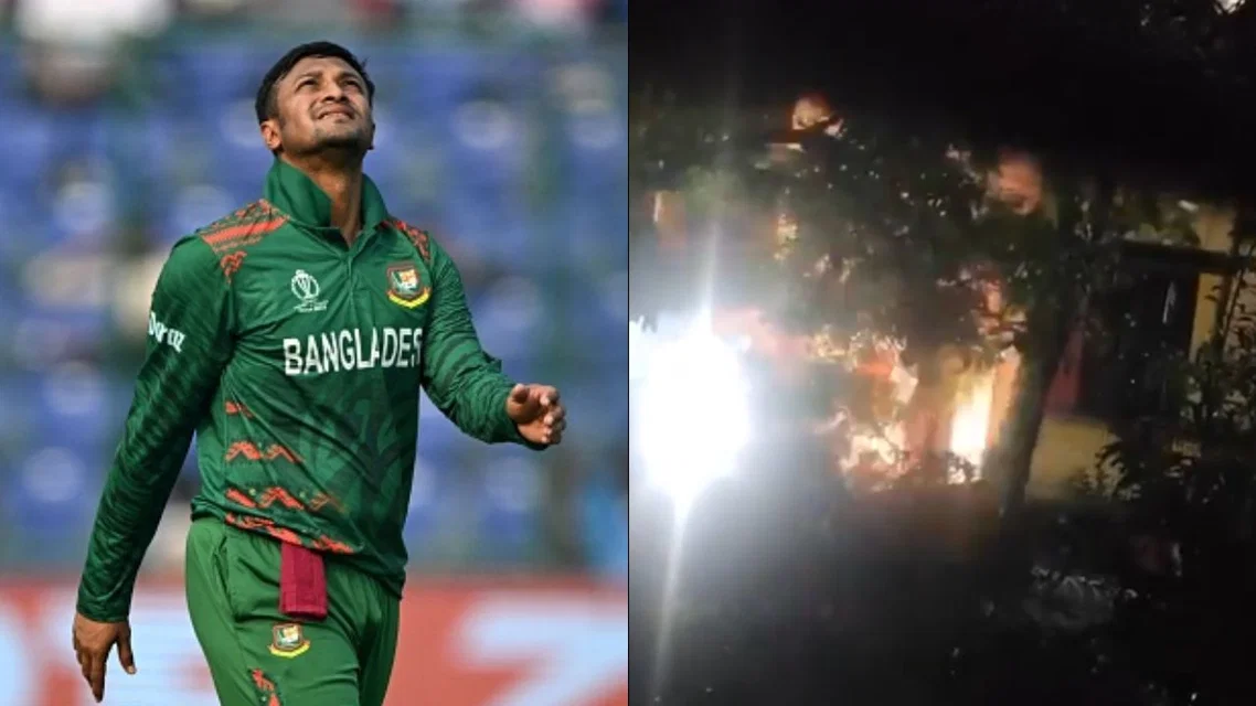 Shakib Al Hasan's house bombed in Bangladesh [Source: @albd1971/X]