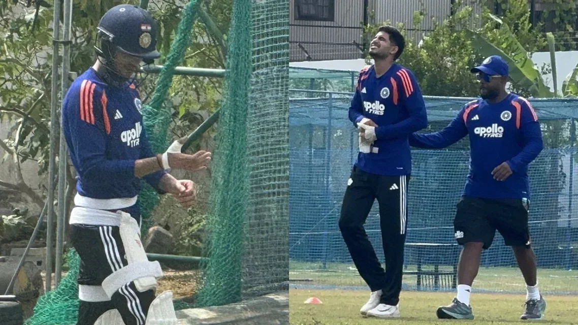 Shubman Gill struggles with injury in the nets [Source: @AnkanKar/X]