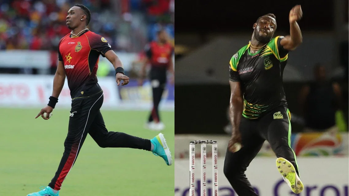 Andre Russell (R) & Dwayne Bravo In CPL (Source: AFP Photos)