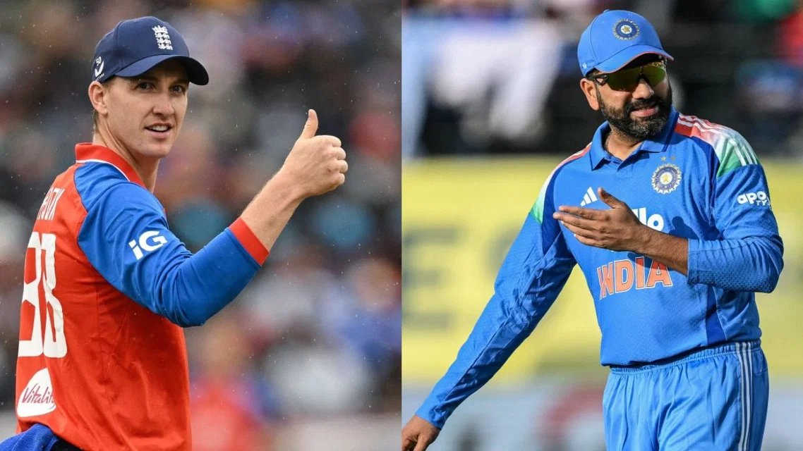 Harry Brook and Rohit Sharma - (Source: AFP)