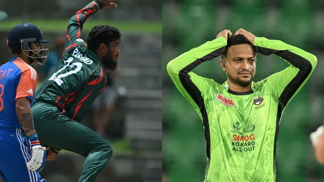 Shakib Al Hasan (R) and Virat Kohli & Rishad Hossain (Source: AFP Photos)