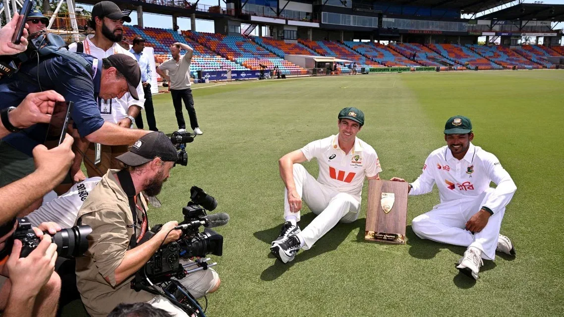 Pat Cummins, Najmul Hasan Shanto with the ultimate silverware | PC- AFP
